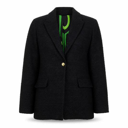 Zara Women's Black Wool Blend Tweed Blazer Jacket Size S