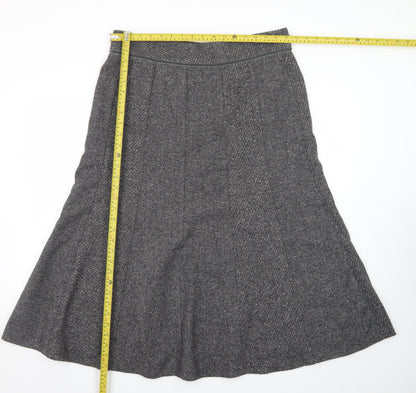 Marks and Spencer Women Grey A-Line Wool Silk Long Skirt Size 16