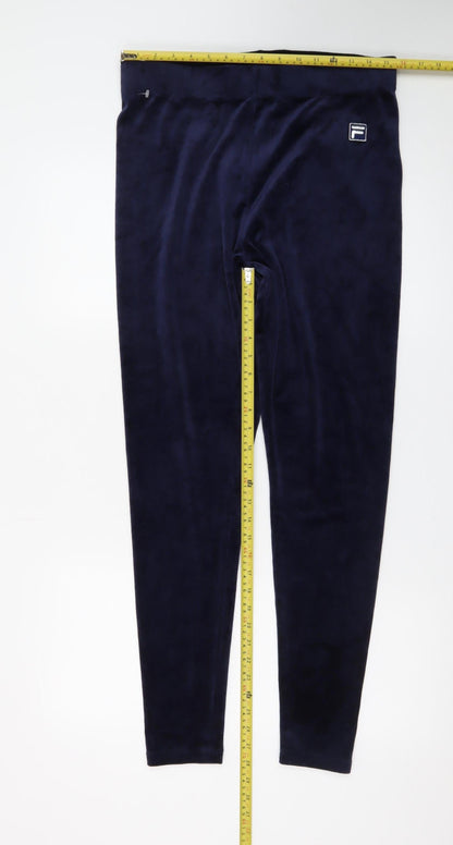 Fila Women's Blue Velour Leggings XL Sports Comfort Fit