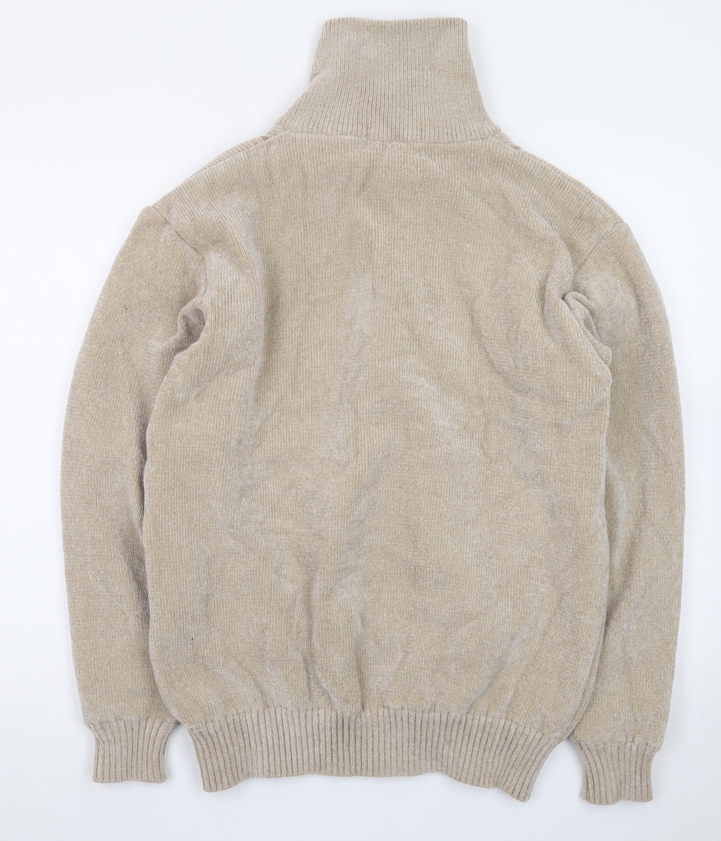 Todd Baxter Men's Beige Wool Blend Full Zip Jumper M