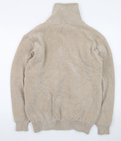 Todd Baxter Men's Beige Wool Blend Full Zip Jumper M