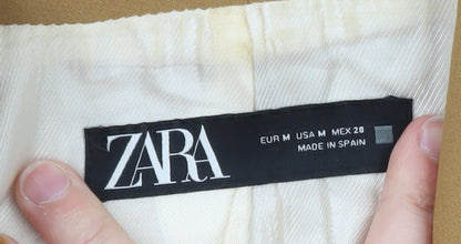 Zara Women Brown Double-Breasted Shawl Blazer Jacket Size 12