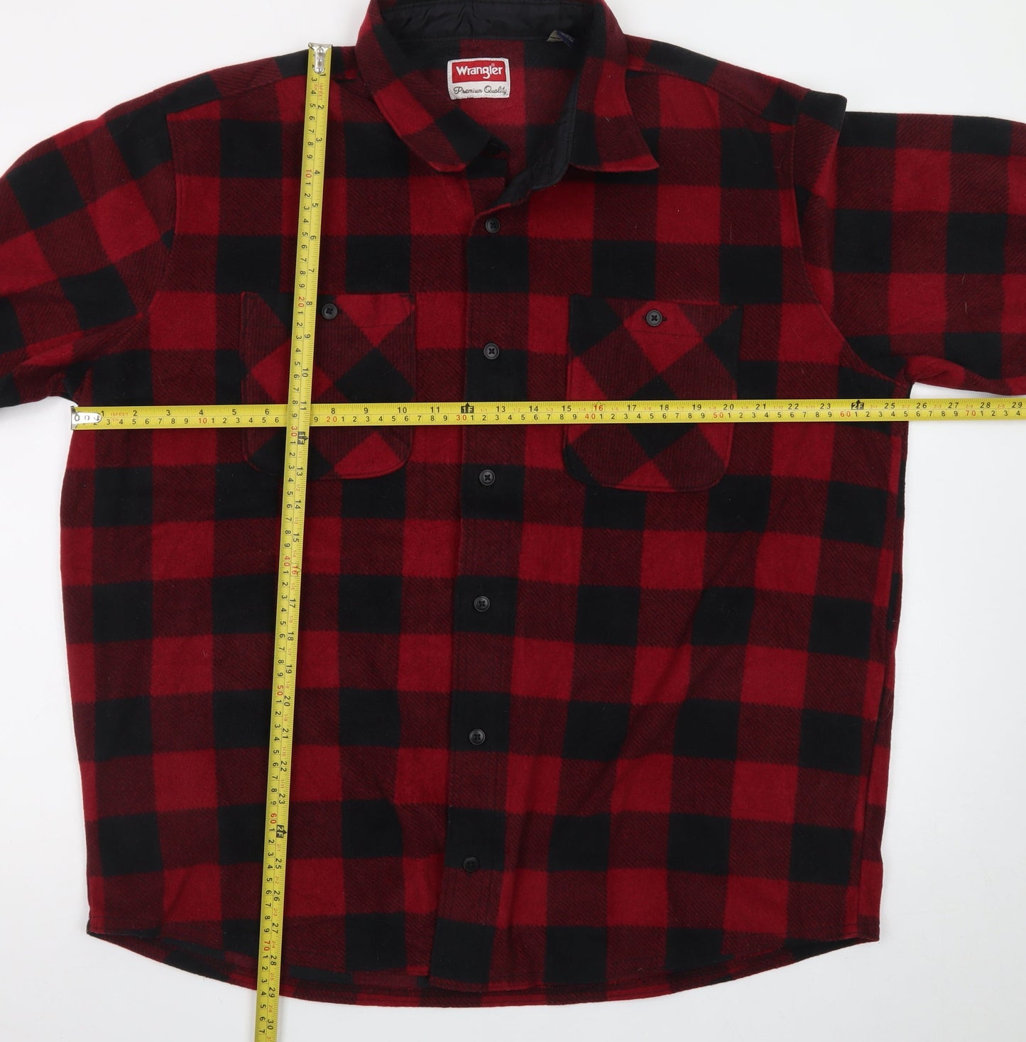 Wrangler Mens Red Black Check Flannel Button-Up Shirt XL