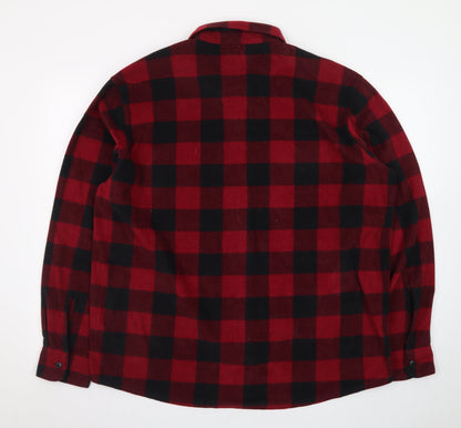 Wrangler Mens Red Black Check Flannel Button-Up Shirt XL