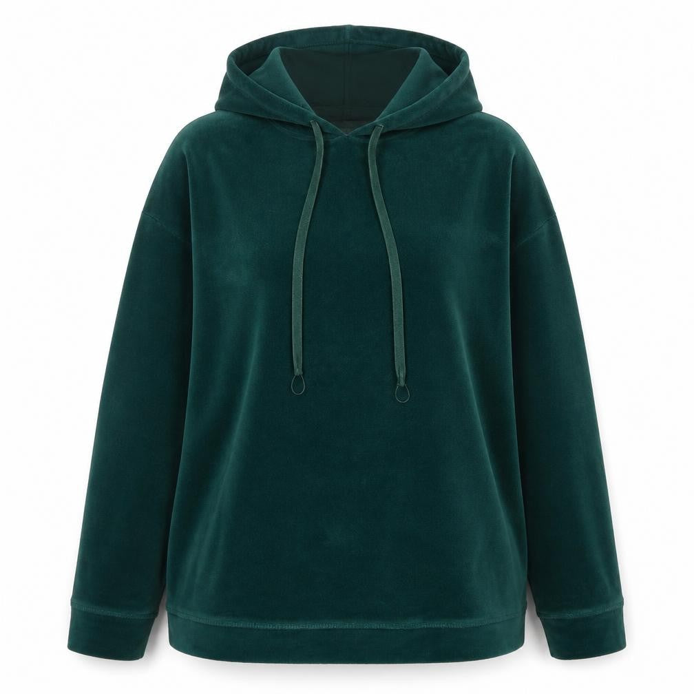 Deane & White Women Green Velour Pullover Hoodie Size M