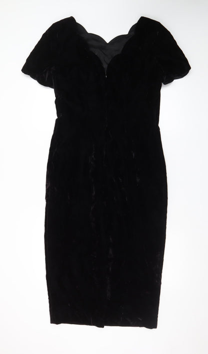 Santa Fe Women’s Black Velvet Bodycon Dress Size 10 Sweetheart Neck
