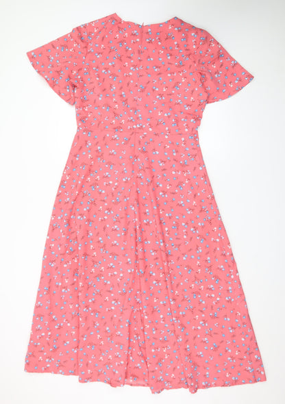 Marc Angelo Women's Pink Floral Midi A-Line Dress Size 12