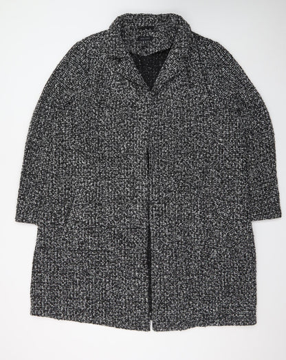 New Look Women's Black Tweed Long Overcoat Size 22