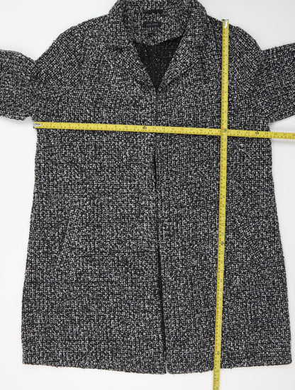 New Look Women's Black Tweed Long Overcoat Size 22