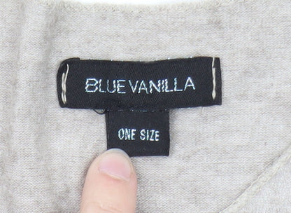 Blue Vanilla Women Beige Star Pullover Jumper One Size V-Neck Knit