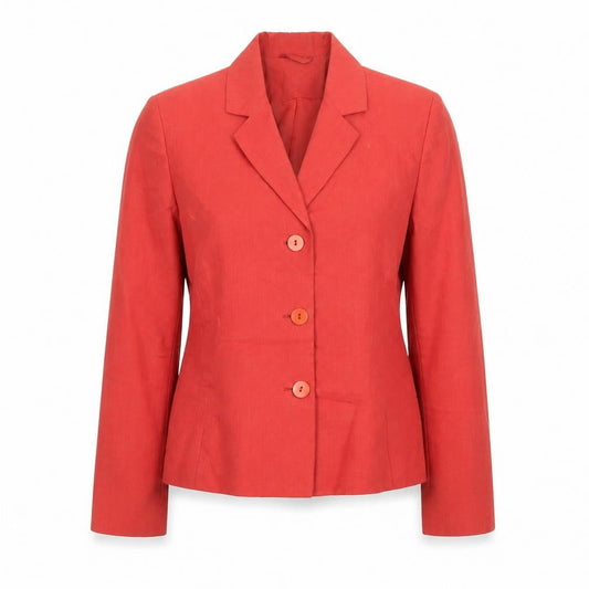 Principles Womens Petite Red Linen Blend Single-Breasted Blazer Size 10