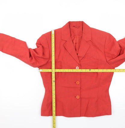 Principles Petite Red Linen Blend Single-Breasted Blazer Size 10