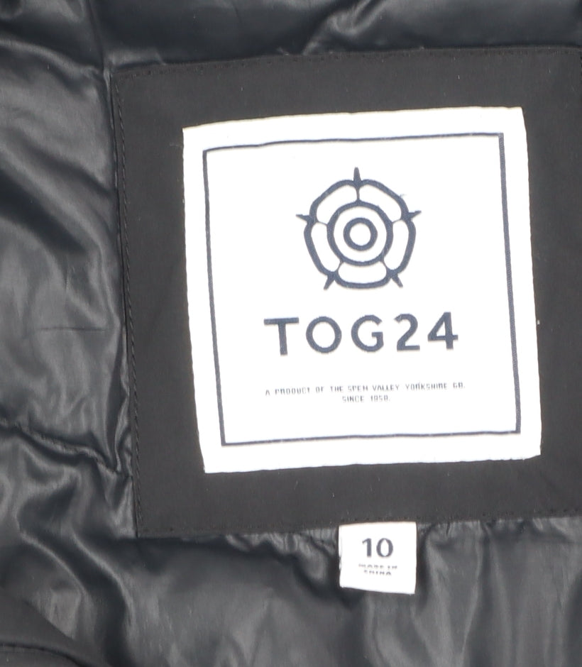 TOG24 Womens Black Long Puffer Coat Size 10 Hooded Winter Jacket