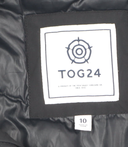 TOG24 Womens Black Long Puffer Coat Size 10 Hooded Winter Jacket
