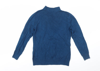 Monsoon Women's Blue Beaded Mock Neck Knit Jumper M