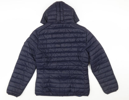 Geographical Norway Women's Blue Hooded Puffer Jacket UK 18