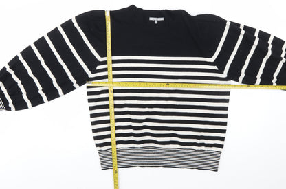 Oliver Bonas Women Black White Striped Crew Neck Pullover Jumper Size 18