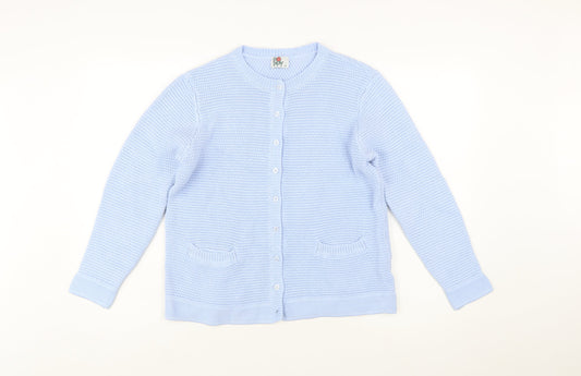 Poppy Womens Blue Size 16 Cotton Knit Cardigan Jumper