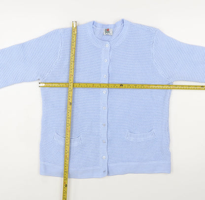 Poppy Womens Blue Size 16 Cotton Knit Cardigan Jumper