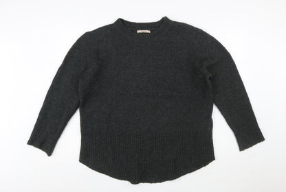 Pull & Bear Women Grey Wool Blend Crew Neck Pullover Jumper Size 12