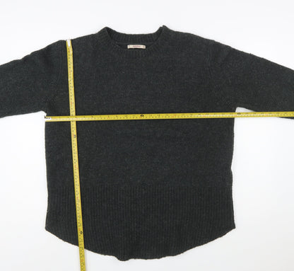 Pull & Bear Women Grey Wool Blend Crew Neck Pullover Jumper Size 12