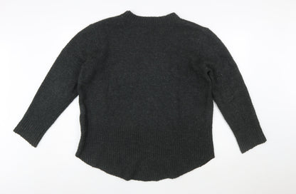 Pull & Bear Women Grey Wool Blend Crew Neck Pullover Jumper Size 12