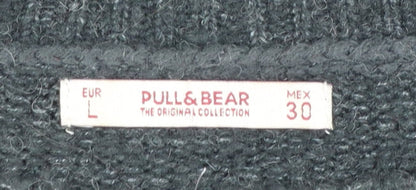 Pull & Bear Women Grey Wool Blend Crew Neck Pullover Jumper Size 12
