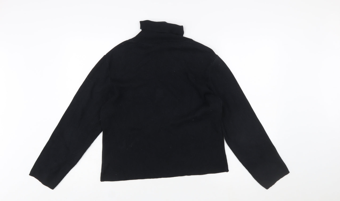YAK Womens Black Roll Neck Long Sleeve Slim Fit Cotton Jumper Size L