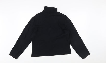YAK Womens Black Roll Neck Long Sleeve Slim Fit Cotton Jumper Size L