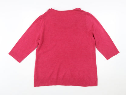 Marks and Spencer Per Una Women’s Pink 3/4 Sleeve Round Neck Jumper Size 20