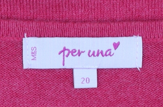Marks and Spencer Per Una Women’s Pink 3/4 Sleeve Round Neck Jumper Size 20