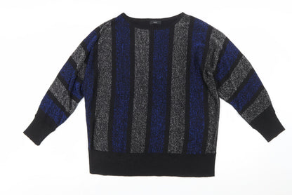 M&Co Women's Multicoloured Striped Jumper Size 12 Crew Neck Knit