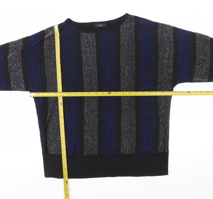 M&Co Women's Multicoloured Striped Jumper Size 12 Crew Neck Knit