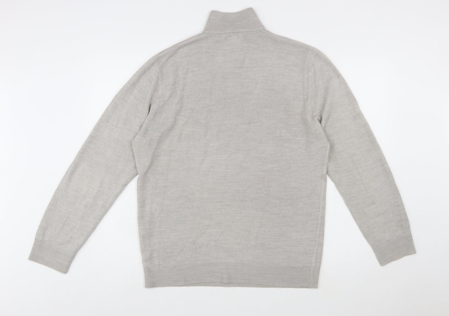 French Connection Men’s Grey XL 1/2 Zip High Neck Wool Jumper