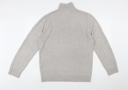 French Connection Men’s Grey XL 1/2 Zip High Neck Wool Jumper