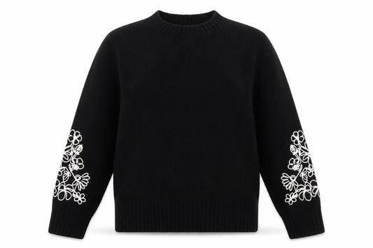 Friends Like These Womens Black Embroidered Wool Blend Jumper UK 10