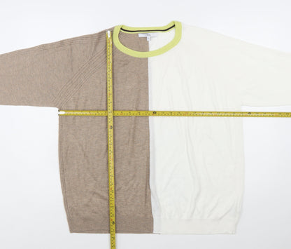 Next Women Beige & White Colour Block Pullover Jumper XL