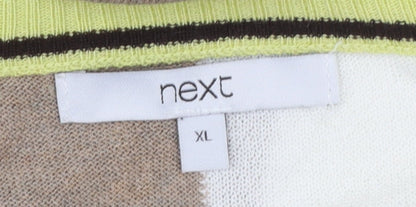 Next Women Beige & White Colour Block Pullover Jumper XL
