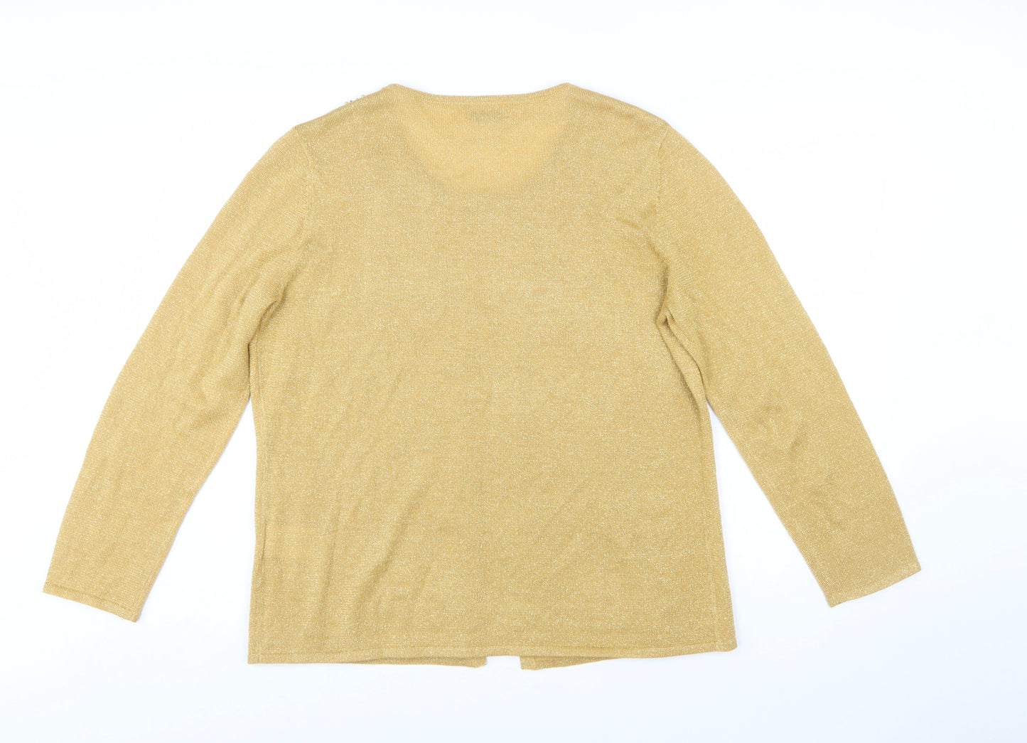 Damart Womens Gold Beaded V-Neck Cardigan Size L 18/20 Knitwear