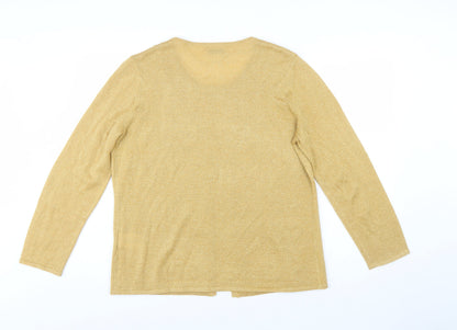 Damart Womens Gold Beaded V-Neck Cardigan Size L 18/20 Knitwear