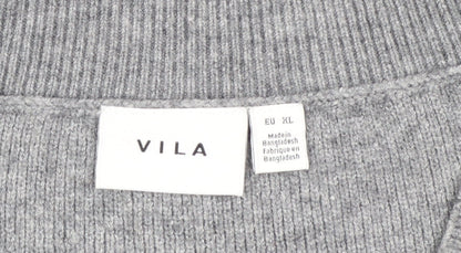 Vila Womens Grey V-Neck Knit Sleeveless Vest Jumper Size L