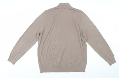Marks and Spencer Men’s Beige Merino Wool 1/4 Zip Jumper L