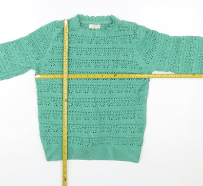 FatFace Womens Green Cotton Knit Crew Neck Jumper UK 10