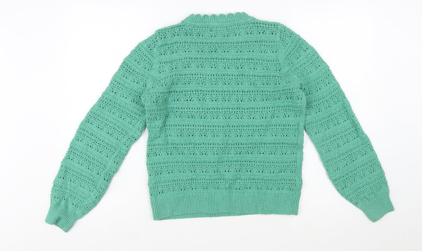 FatFace Womens Green Cotton Knit Crew Neck Jumper UK 10