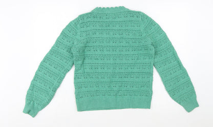 FatFace Womens Green Cotton Knit Crew Neck Jumper UK 10