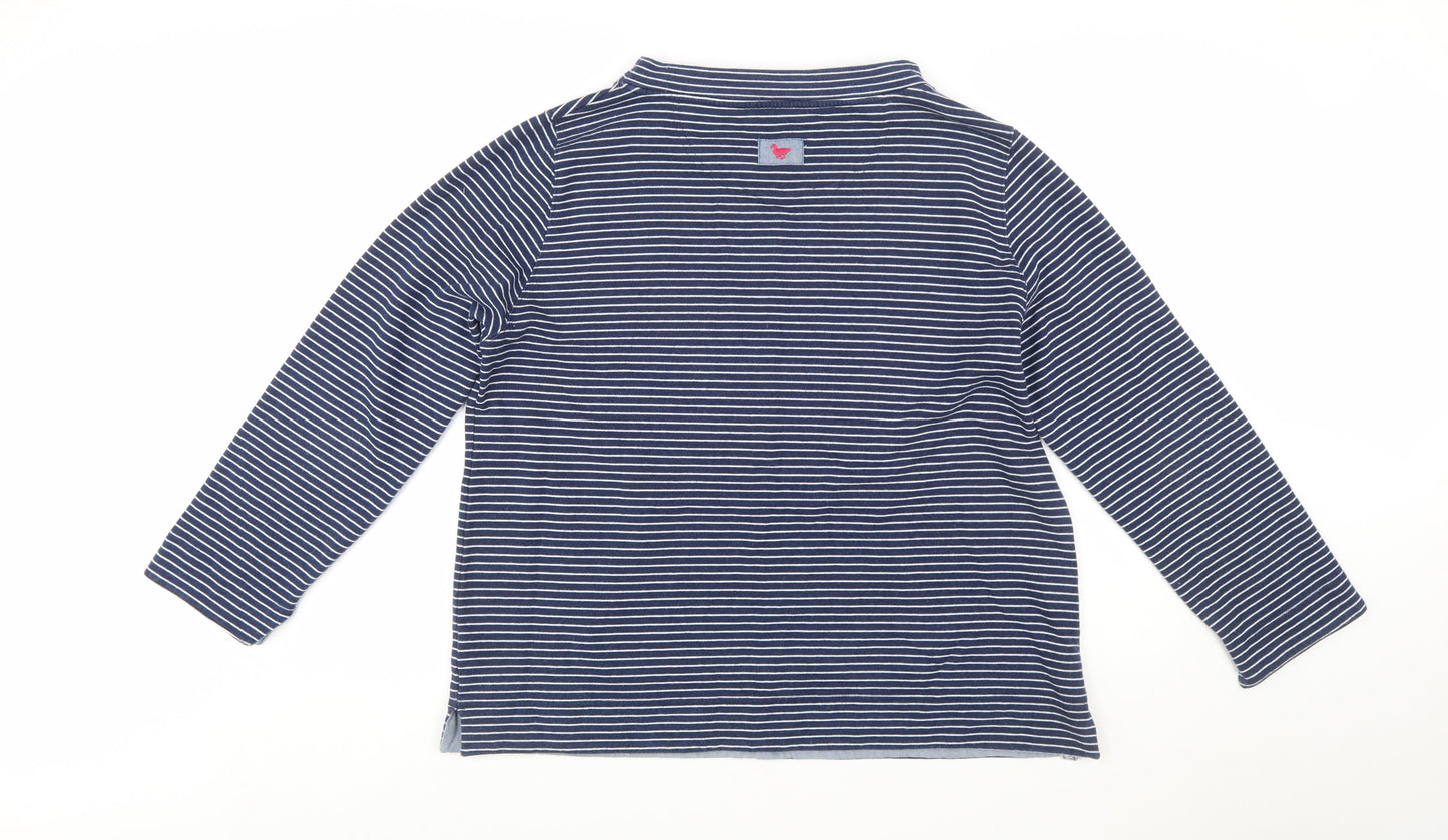 Country Rose Women Blue Striped Long Sleeve Tunic Top L