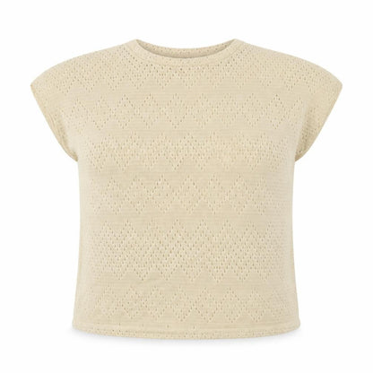 Tu Women Beige Open-Knit Pullover Jumper Size 14