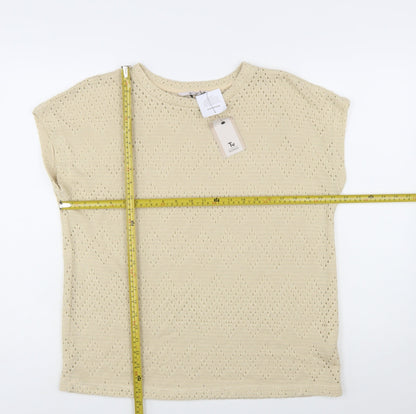 Tu Women Beige Open-Knit Pullover Jumper Size 14