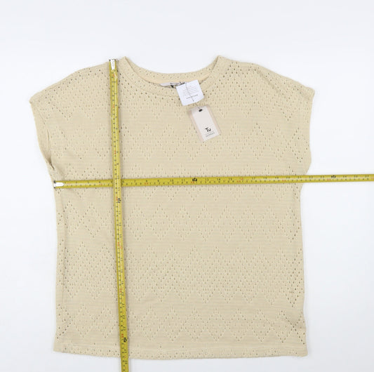 Tu Women Beige Open-Knit Pullover Jumper Size 14