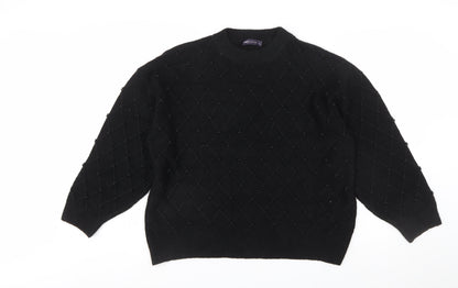 Marks and Spencer Women's Black Beaded Argyle Knit Jumper L